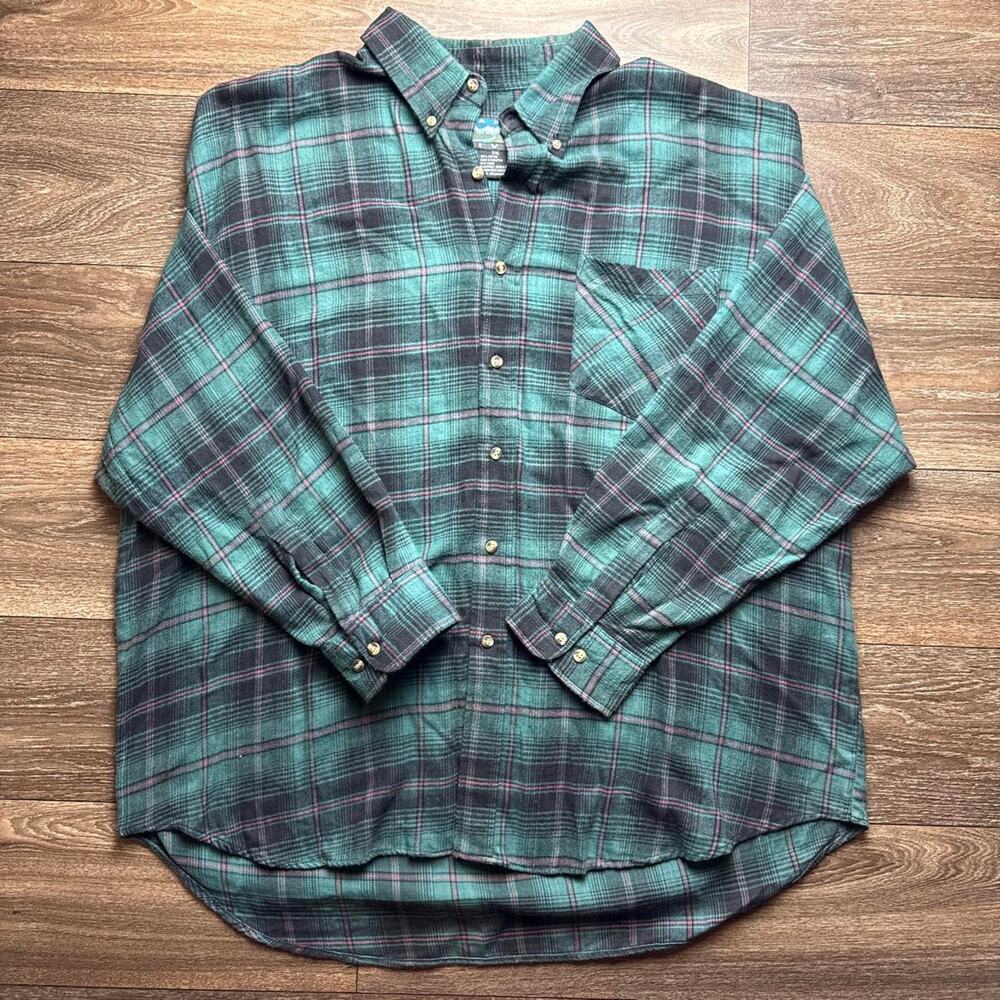 Vintage Green Plaid Flannel